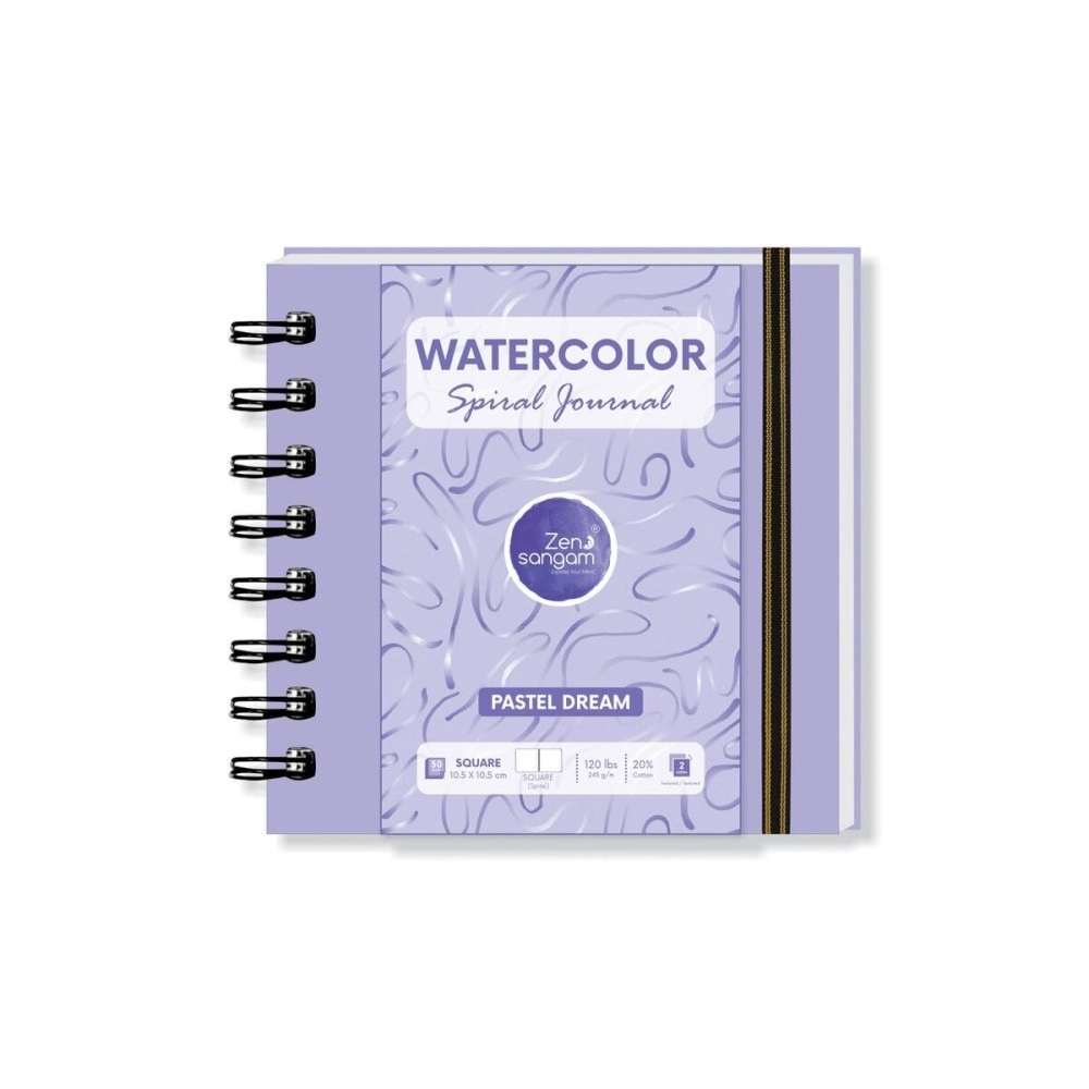 Zen Sangam Express your Mind Artists - Spiral Watercolor Journal - Square - 245 GSM - 20% Cotton Cold Pressed Sketchbook - (50 Pages) - Size (10.5cmx10.5cm) - Wiro Watercolour Art Book