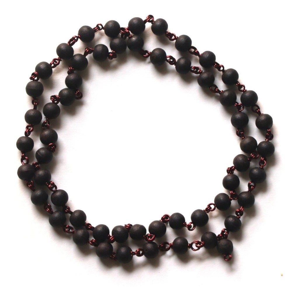 ShivaRatna Karungali Malai with Goverment Lab Certificate Made in Copper Wire 54+1 Beads (8mm Beads Size) Ebony Wood -  , Black