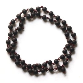 ShivaRatna Karungali Malai with Goverment Lab Certificate Made in Copper Wire 54+1 Beads (8mm Beads Size) Ebony Wood -  , Black