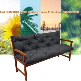 H B MSALA (DEVICE) Outside Benches Cushion with Backrest, Thicken Swing Cushions 2/3 Seater Replacement, Porch Swing Cushions Outdoor (40 x 60 inch, Grey)