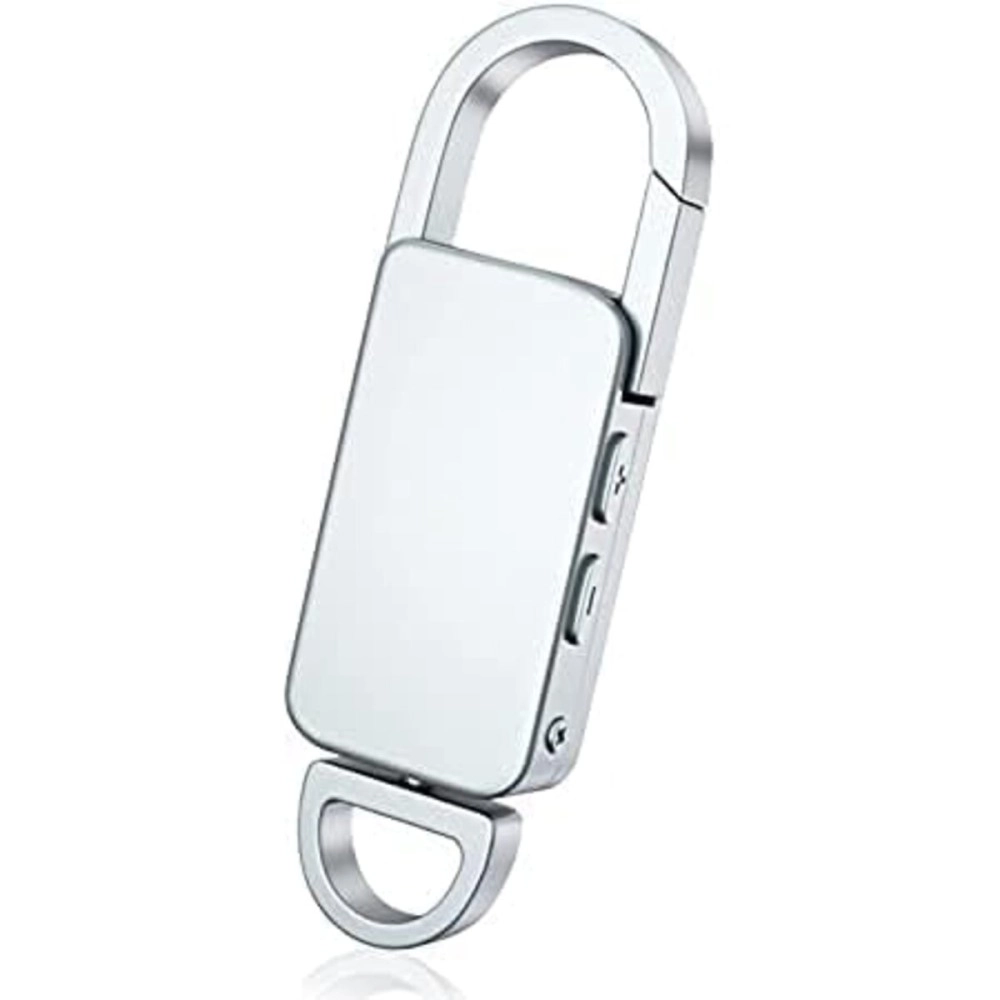 Technoview Spy Keychain Digital Voice Recorder - Hidden Spy Audio Recorder for Lectures, Meetings, Interviews, Music, with 8GB Inbuilt Memory (Silver)