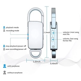 Technoview Spy Keychain Digital Voice Recorder - Hidden Spy Audio Recorder for Lectures, Meetings, Interviews, Music, with 8GB Inbuilt Memory (Silver)