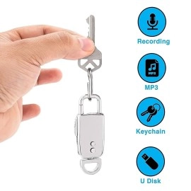Technoview Spy Keychain Digital Voice Recorder - Hidden Spy Audio Recorder for Lectures, Meetings, Interviews, Music, with 8GB Inbuilt Memory (Silver)