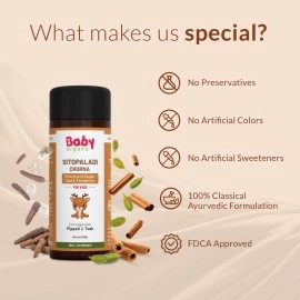 Baby Organo Sitopaladi Churna/Churan 100g - Ayurvedic Classical Remedy for Cough Cold, Sore Throat & Digestive Wellness for Kids (Pack 1)
