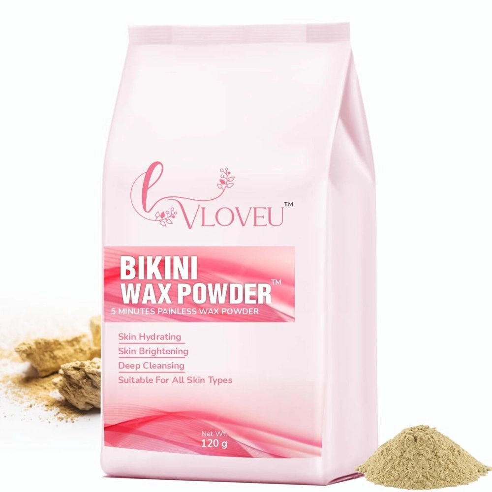 VLOVEU- Bikini Wax Powder for Women - 5 Minutes Painless Herbal Wax Powder for Hair Removal Easy to use at home, No chemicals - No Irritation, No Skin rashes for Women and Girls - Pack of 1 (120g)
