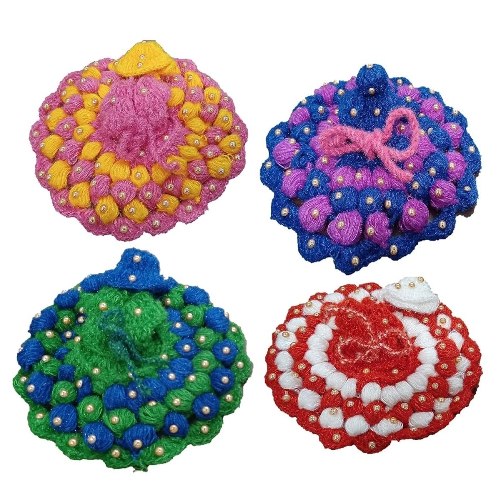 HaridwarDivine laddu Gopal Dress with Cap for Winter,laddu Gopal Woolen Dress Pack of 4 Size 0 Number