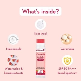 WishCare Tinted Ceramide Lip Balm with SPF50 PA+++ - Kojic Acid & Niacinamide - For Lip Lightening & Protection 5gm