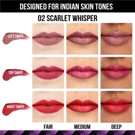Staze 9To9 Love Tri-Angle 3 In 1 Matte Lipstick |3 Unique Shades In 1 | Transfer-Proof | 12 H Longstay | Non Drying Formula With Intense Color Payoff |02 Scarlet Whisper | 3.8 G