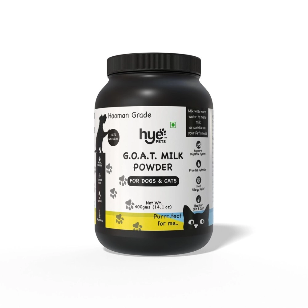 HYE FOODS Goat Milk Powder For Pets, The Super Milk, Nutrient-Rich Milk Supplement For Happy And Healthy Dogs And Cats 500G - All Life Stages