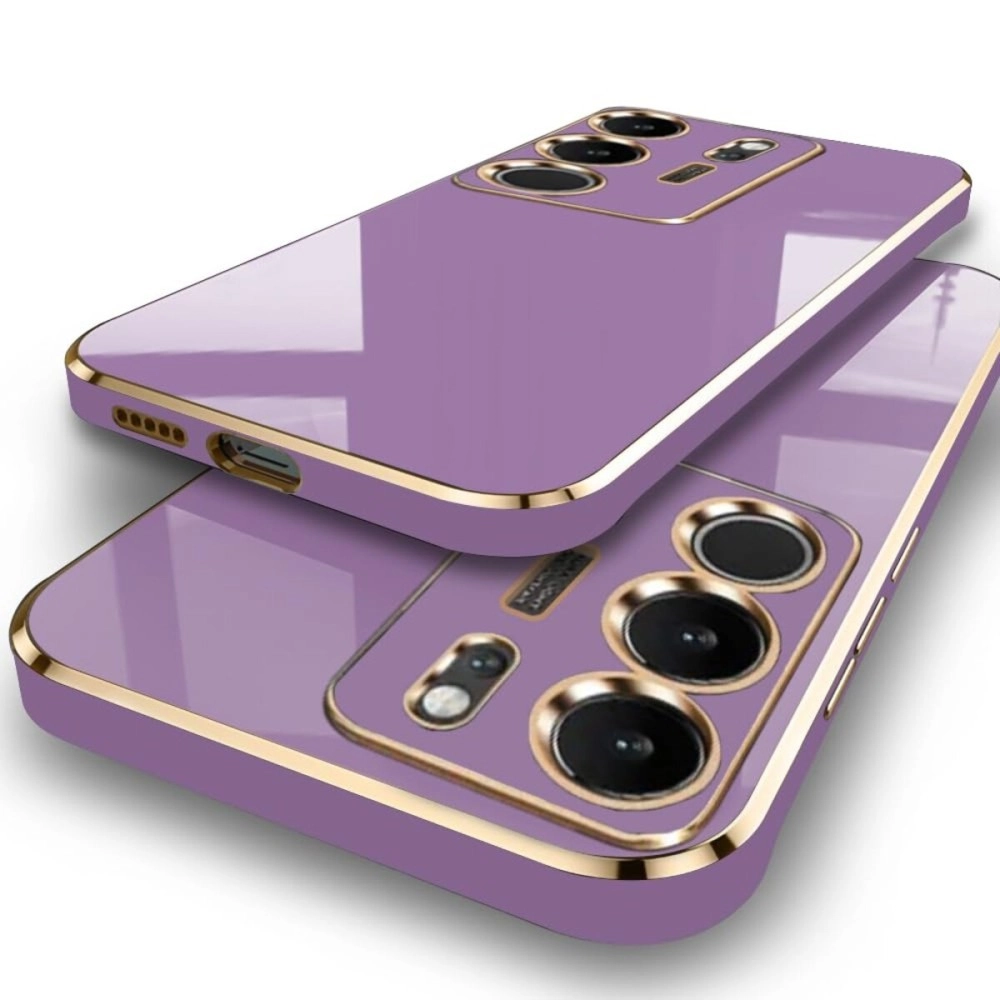 TheGiftKart Luxurious Golden-Plated Back Cover Case for Vivo V29 / V29 Pro 5G | Raised Lips for Camera & Screen Protection | Shockproof Design | Stylish Cover for Vivo V29 / V29 Pro (TPU, Lavender)