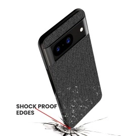 Kapa Soft Full Fabric Protective Back Case Cover for Google Pixel 8 PRO | Shockproof Slim Hard Anti Slip Back Case (Black)