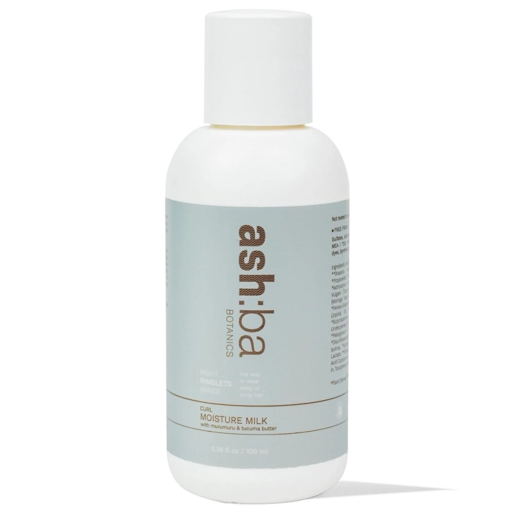 Ashba Botanics Curl Moisture Milk For Curly, Coily, Frizzy, Dry & Wavy Hair | Cream For Men & Women | Blend Of Murumuru, Tucuma Butter, Argan Oil & Moringa Oil | SLS, Parabens Free (Pack Of 1, 100Ml)