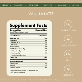 Cosmix No Nonsense Plant Protein | Organic Pea & Rice Isolate | Vegan | 24g Protein/Serving | Easy To Digest | All Essential Amino Acids | No Preservatives | Vanilla Latte - 500g