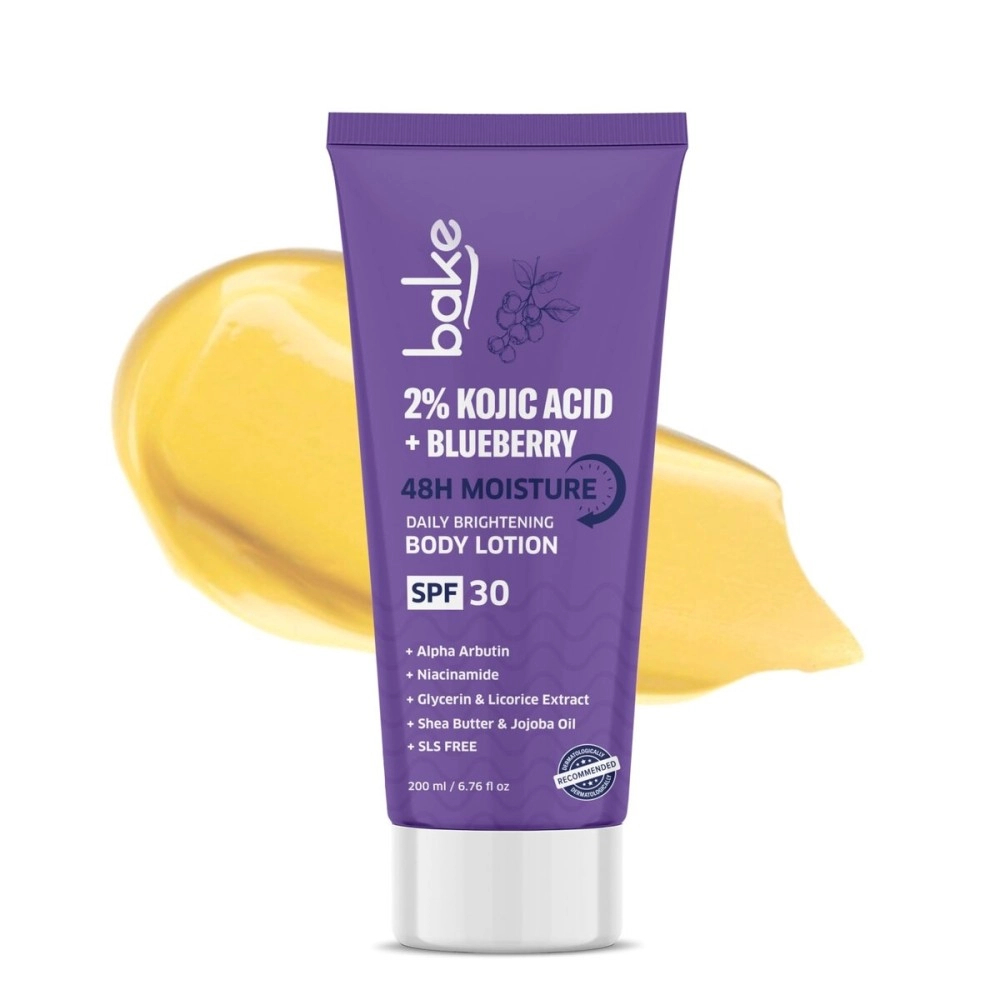 BAKE 2% Kojic Acid Body Lotion with Niacinamide & SPF 30 PA+++ for Pigmentation & Tan Removal | For Dark Spots & Sun Protection | Tanned & Pigmented Skin | For Women & Men | 200ml
