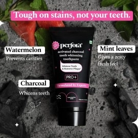 Perfora Luminous White Oral Care Combo: Purple Magic Whitening Serum & Charcoal Watermelon Mint SLS Free Toothpaste For Adults | v34 Colour Corrector for Teeth | Enamel Safe & Effective Teeth Whitene