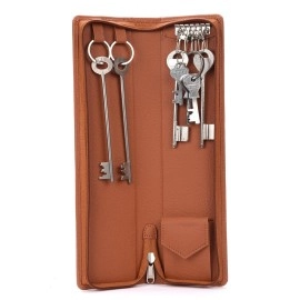 Essart Sarvika Collection PU Leather Key Pouch Wallet Holder for Men & Women - 32.50Cm Durable Bank Locker Keychain Case, Brown
