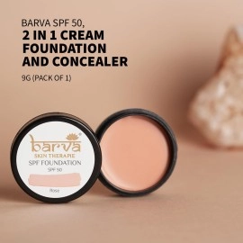 Barva Spf 50, 2 In 1 Cream Full Coverage Semi-Matte Foundation For All Skin Type And Concealer, Perfect For Indian Skin Tones, 9G (Rose)