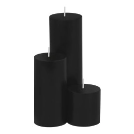 PROSPERRO LUMO by Parkash Candles Black Unscented Pillar Candles Set of 3 || 2x2, 2x4, 2x6 Inches || Paraffin Wax Candles || Home Decor (Black)