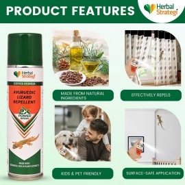 STRATEGI Herbal Ayurvedic Just Out Lizard Repellent 200 ML | 2X Power Aerosol Spray | Certified Ayurveda (Ayush)| Non-Toxic & Eco Friendly| No CFC