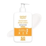 Aravi Organic Oil-Free Sunscreen Body Lotion SPF 50 PA++++ | Lightweight, Quick Absorbing & No White Cast | UVA & UVB Protection | With Niacinamide, Hyaluronic Acid & Copper Tripeptide | 200ml