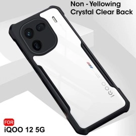TheGiftKart Shockproof Crystal Clear Back Cover Case for iQOO 12 5G | 360 Degree Protection | Protective Design | Transparent Back Cover Case for iQOO 12 5G (PC & TPU, Black Bumper)