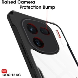 TheGiftKart Shockproof Crystal Clear Back Cover Case for iQOO 12 5G | 360 Degree Protection | Protective Design | Transparent Back Cover Case for iQOO 12 5G (PC & TPU, Black Bumper)