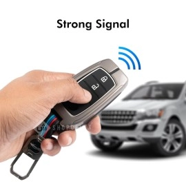 SHOPOFLUX Metal Key Cover Compatible with Toyota Fortuner | Fortuner Legender | Innova Hycross | Invicto 3 Button Smart Key (Black Silicon)