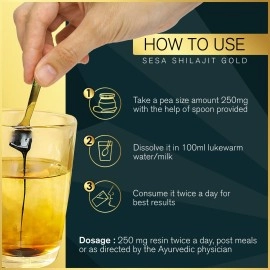 SESA Shilajit Gold Resin 20g With 24k Gold 60%+ Fulvic Acid (Certificate Included) Helps Boost Stamina, Immunity & Muscle Recovery 100% Ayurvedic - 20 g