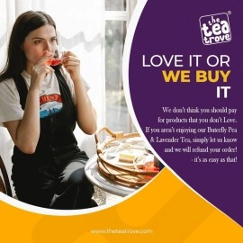 the tea trove Blue Butterfly Pea Flower Lavender Tea Bags - 30 Eco-Friendly Lavender Tea For Sleep In Resealable Pouch - Caffeine Free Blue Pea Flower For Iced Teas & Cocktails|Pack Of 1,18 Gram