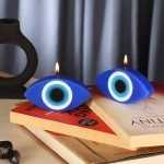 PROSPERRO LUMO by Parkash Candles Blue Evil Eye Candle Gift Nazar Home Decor Handmade Candles Desk Sculpture Decoration for House || Bedroom || Living Room || Set of 2 (Evil EYE)