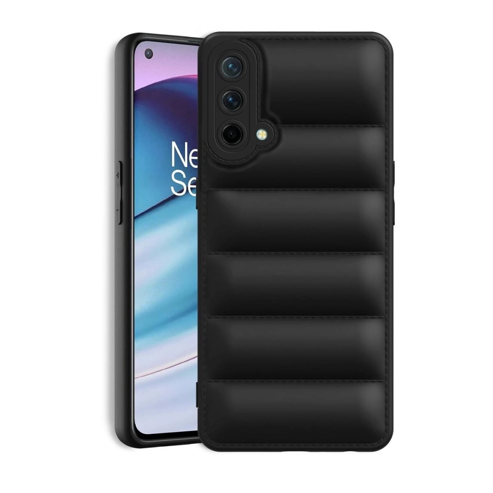 Plus Puffer Case Camera Protection Soft Back Cover for OnePlus Nord CE 5G - Black
