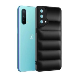Plus Puffer Case Camera Protection Soft Back Cover for OnePlus Nord CE 5G - Black