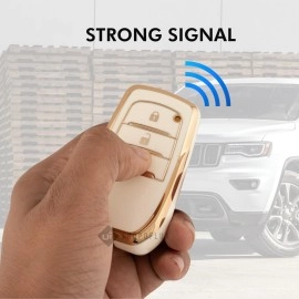 SHOPOFLUX TPU Key Cover Compatible with Toyota Fortuner | Fortuner Legender | Innova Hycross | Invicto 3 Button Smart Key (Pack 2 Black & White)