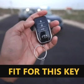 SHOPOFLUX TPU Key Cover Compatible with Toyota Fortuner | Fortuner Legender | Innova Hycross | Invicto 3 Button Smart Key (Pack 2 Black & White)