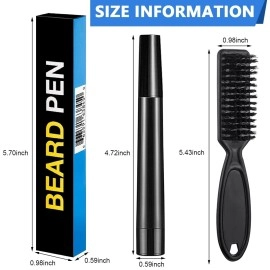 Beard Filling Pen Kit, Barber Styling Beard Colour Filler Pencil with Brush, Waterproof, Sweat Proof, Sharp Beard Lines Long-Lasting Durable Pencil for Men Beard, Moustache, Eyebrows Filler - Black