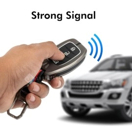 SHOPOFLUX Metal Key Cover Compatible with Hyundai Alcazar and Creta ev Car 4 Button Smart Key (Black Silicone)