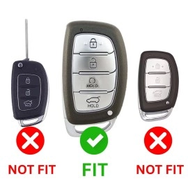 SHOPOFLUX Metal Key Cover Compatible with Hyundai Alcazar and Creta ev Car 4 Button Smart Key (Black Silicone)