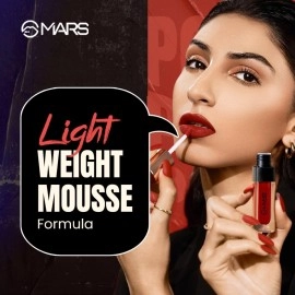 MARS Popstar Non-Drying Liquid Mousse Lipstick for Women with Matte Finish | Lightweight and Non-Sticky Formula | Up to 12 Hour Long Lasting | Transferproof & Waterproof (6.0ml) (02-Rock On)
