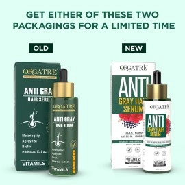 Orgatre Anti-Gray Hair Serum With Arcolys, Melanogray, Black Seed Oil & Hibiscus Extract | Light-Weight, Non-Sticky 50ml