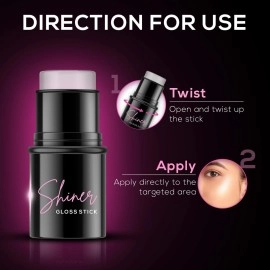 RENEE Shiner Face Gloss Stick, Gives Instant Glossy Shine, Hydrates & Moisturizes, Non-Sticky & Lightweight Formula, Offers Soft Skin, Enriched with Vitamin E, Sunflower Seed Oil & Coconut Oil, 5 Gm