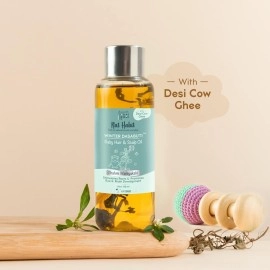 Nat Habit Baby Scalp Oil Bhrami Maytakshi (110ml)+ Baby Powder Shweet Chandan (100gm) - Essential Baby Care Combo For Daily Massage, Healthy Nourishment, Chemical & Preservative-Free (Combo Pack of 2)