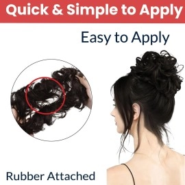 TEMPERIA Hair Accessories For Women Stylish - Juda Hair Buns - Messy Bun Hair Extension - Artificial Fake Donuts Maker Scrunchies - With Elastic Rubber band - Black - 1 Pc - (25GR)