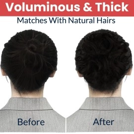 TEMPERIA Hair Accessories For Women Stylish - Juda Hair Buns - Messy Bun Hair Extension - Artificial Fake Donuts Maker Scrunchies - With Elastic Rubber band - Black - 1 Pc - (25GR)