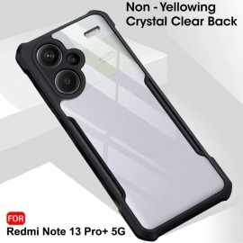 TheGiftKart Crystal Clear Mi Redmi Note 13 Pro Plus 5G Back Cover Case | 360 Degree Protection | Shock Proof Design | Transparent Back Cover Case for Redmi Note 13 Pro Plus (PC & TPU, Black Bumper)