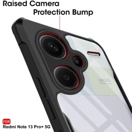 TheGiftKart Crystal Clear Mi Redmi Note 13 Pro Plus 5G Back Cover Case | 360 Degree Protection | Shock Proof Design | Transparent Back Cover Case for Redmi Note 13 Pro Plus (PC & TPU, Black Bumper)