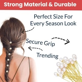 TEMPERIA (12pcs) Pearl U Pins Hair Accessories for Women & Girls - Decoration Pearls Beads Hair Clip for Bride Hairstyle - For Wedding/Parties (MN01)