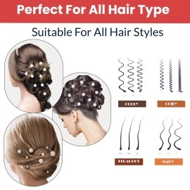 TEMPERIA (12pcs) Pearl U Pins Hair Accessories for Women & Girls - Decoration Pearls Beads Hair Clip for Bride Hairstyle - For Wedding/Parties (MN01)