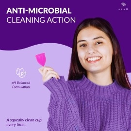 AZAH Menstrual Cup Wash 100 ml | Plant-Based Cleansing Agents | pH Balanced | Clinically Tested | Maintains Cup Hygiene | Anti-Microbial, Removes Blood Stains