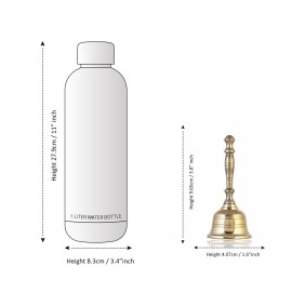 Craftvatika Brass Hand Bell for Pooja Ghanti for Mandir, Home and Office Temple Prayer Bell Ghanti for Decoration (1.6 x 3.8 inches, Golden)