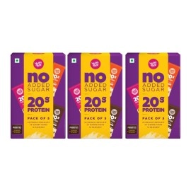 Yogabar No Added Sugar 20g Protein Bars | High Protein & Energy Bars | Added Probiotics & Whey | 20g Protein & 10g Fibre Nutrition Bars| Pack of 15 x 70g Each | No Preservatives | Pack of 3